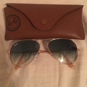 Rayban Aviator Blue Gradient with Gold Frames